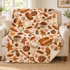 Gingerbread Cookie Pattern blanket, on a sofa