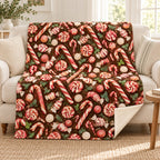 Peppermint Swirls blanket, on a sofa