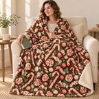 Peppermint Swirls blanket, wrapped around a reader