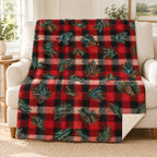 Evergreen Buffalo Check blanket, on a sofa