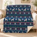 Nordic Winter Knit blanket, on a sofa