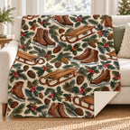Skates and Sleds blanket, on a sofa