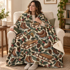 Skates and Sleds blanket, wrapped around a reader