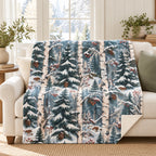 Snowy Birch Pattern blanket, on a sofa