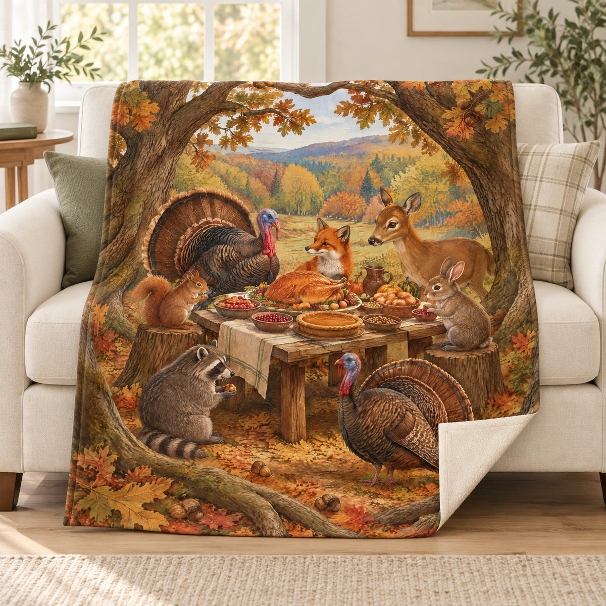 Oak Orchard Supper blanket, on a sofa