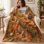 Fallen-Log Buffet blanket, wrapped around a reader