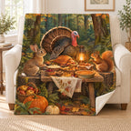 Amber Lantern Potluck blanket, on a sofa