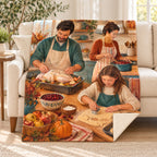 Kitchen Collaboration blanket, on a sofa