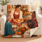 Presenting the Pie blanket, on a sofa