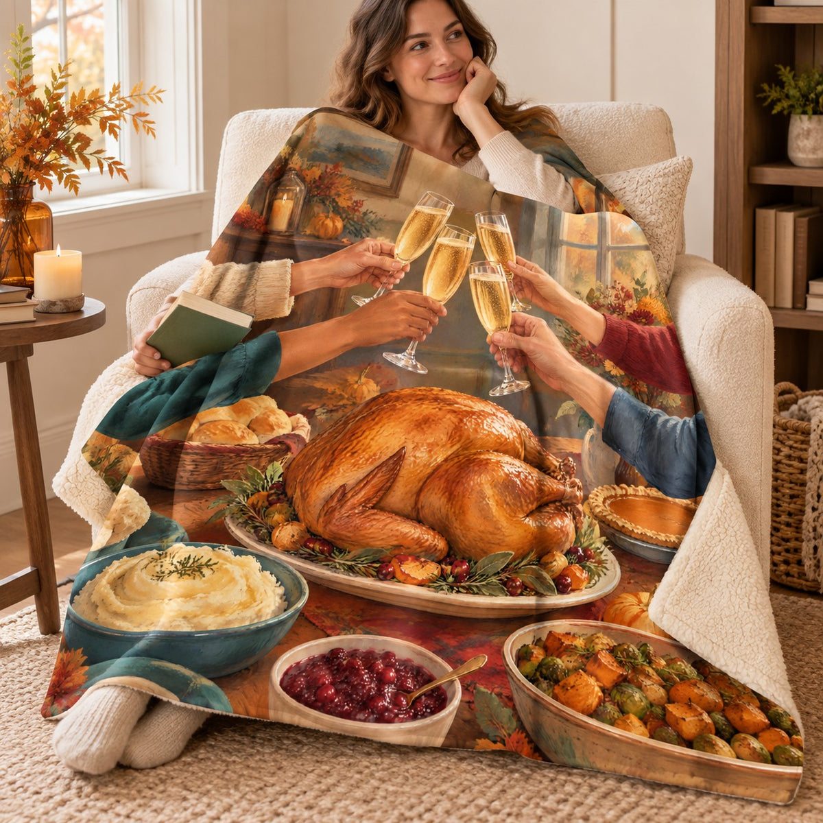 Cider Toast blanket, wrapped around a reader