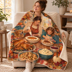 Decorating Pies Together blanket, wrapped around a reader