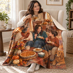 Fireside Dessert blanket, wrapped around a reader