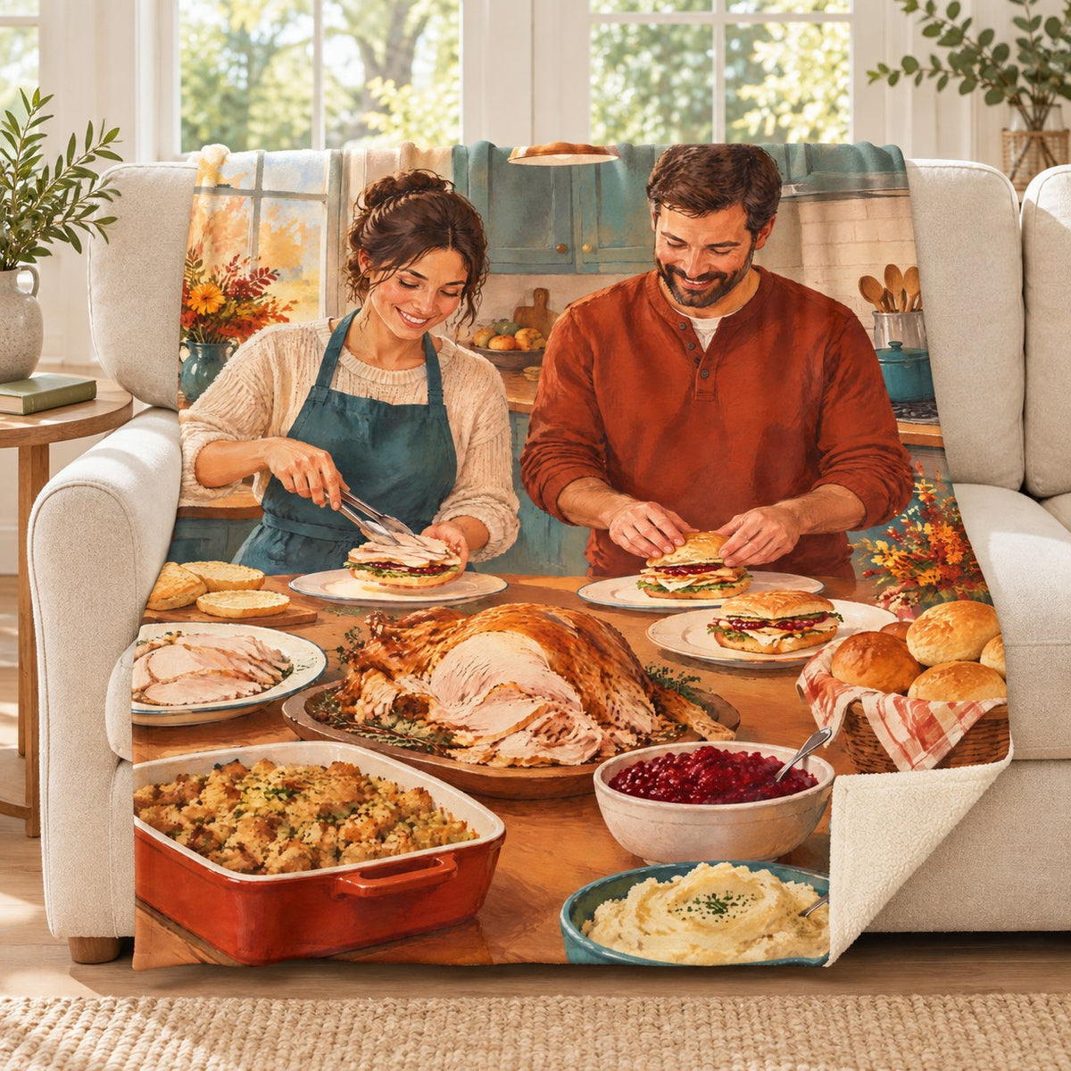 Next-Day Sandwiches blanket, on a sofa