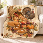 Cascading Cornucopia blanket, on a sofa