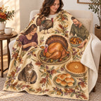 Botanical Garland Platter blanket, wrapped around a reader