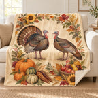 Two Turkeys Facing blanket, on a sofa