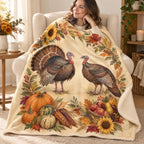 Two Turkeys Facing blanket, wrapped around a reader
