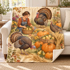 All-Over Turkey Garden blanket, on a sofa