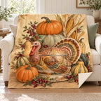 Ceramic Turkey Still Life blanket, on a sofa