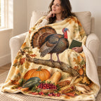Turkey on the Oak Branch blanket, wrapped around a reader