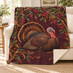 Cranberry Bower blanket, on a sofa