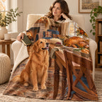 Retriever at the Table blanket, wrapped around a reader