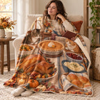 Two Cats, One Pie blanket, wrapped around a reader