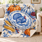 Painted Turkey Platter blanket, on a sofa