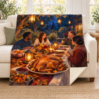 Lantern Garden Dinner blanket, on a sofa