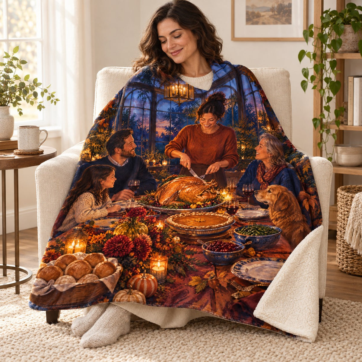 Conservatory at Dusk blanket, wrapped around a reader