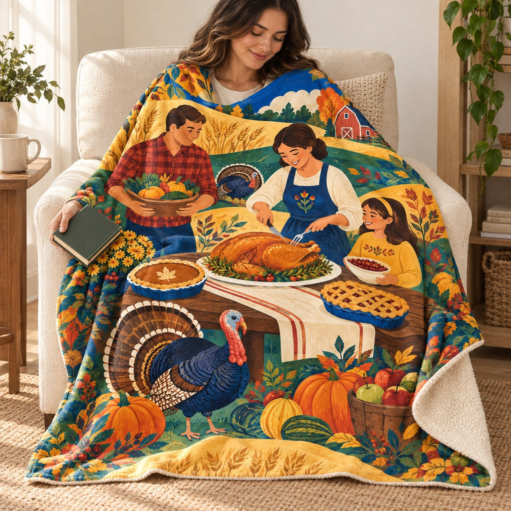 Garden Bands blanket, wrapped around a reader