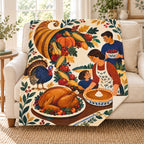 Spiraling Cornucopia blanket, on a sofa
