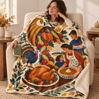 Spiraling Cornucopia blanket, wrapped around a reader