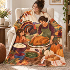 Hands Around the Platter blanket, wrapped around a reader