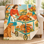 The Serving Cart blanket, on a sofa