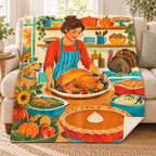 Kitchen Shelves blanket, on a sofa