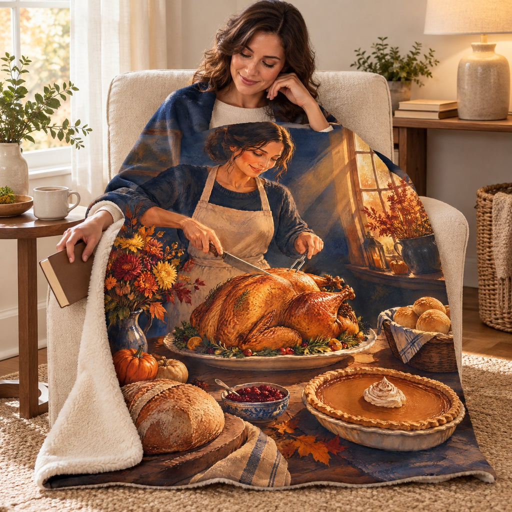 Turkey in Windowlight blanket, wrapped around a reader