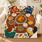 Flattened Feast Table blanket, on a sofa