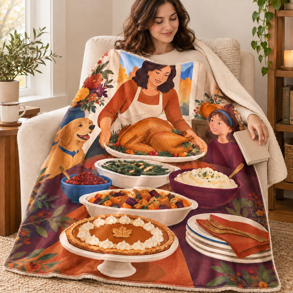 Stack of Serving Plates blanket, wrapped around a reader
