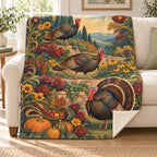 Terraced Garden Turkeys blanket, on a sofa