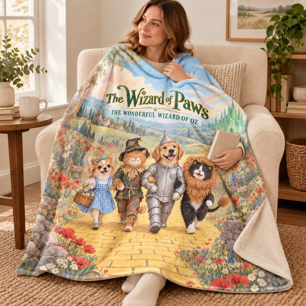 The Wizard of Paws - longhaired Chihuahua blanket, wrapped around a reader