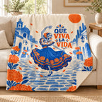 Que Viva la Vida blanket, on a sofa
