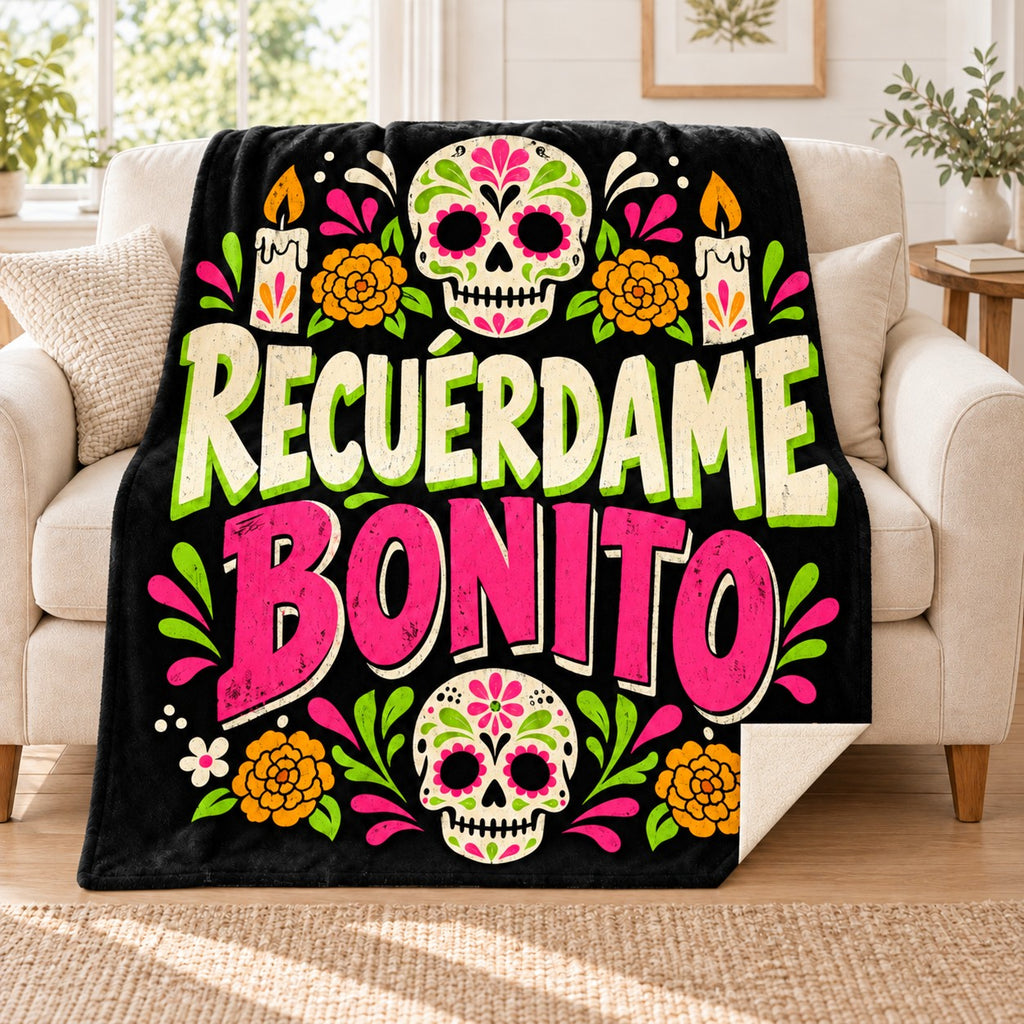 Recuérdame Bonito blanket, on a sofa