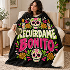 Recuérdame Bonito blanket, wrapped around a reader