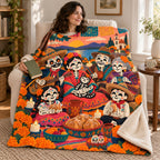 Family Gathering blanket, wrapped around a reader