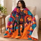 Paper Flower Xolo blanket, wrapped around a reader