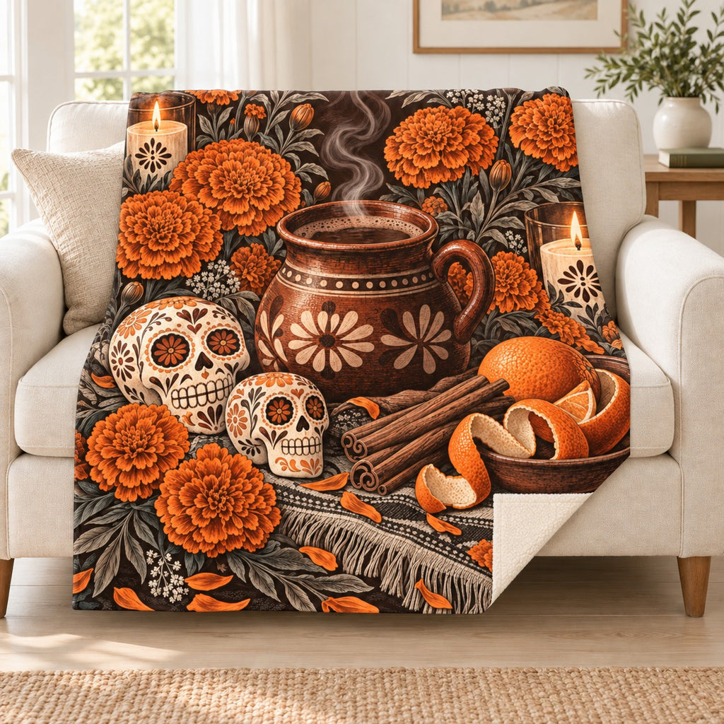 Café de Olla blanket, on a sofa