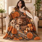 Café de Olla blanket, wrapped around a reader