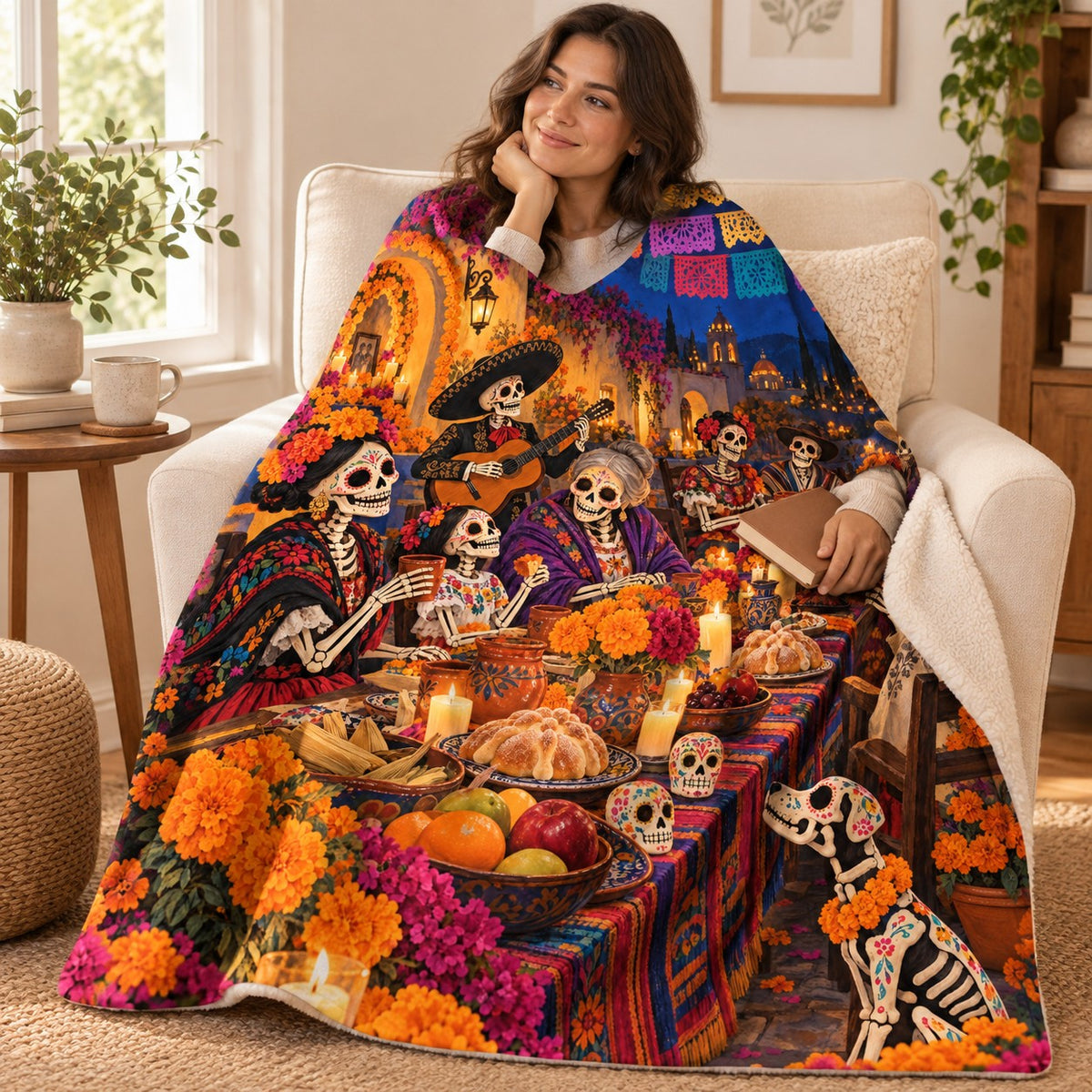 Feast by Candlelight blanket, wrapped around a reader