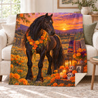 Marigold Horse blanket, on a sofa